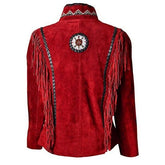 Women's Maroon Suede Fringe Jackets